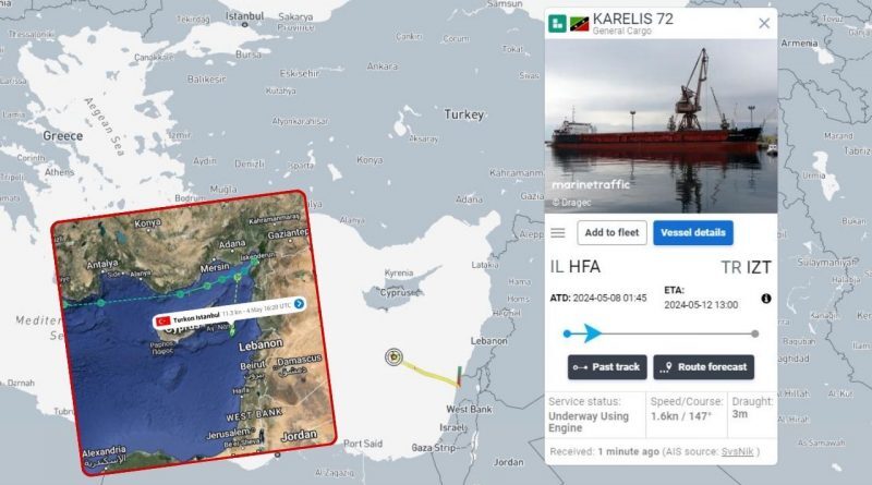 Gemi güzergahını takip eden Haskoloğlu, Türkiye İsrail ticaretinin devam ettiğini iddia etti 1