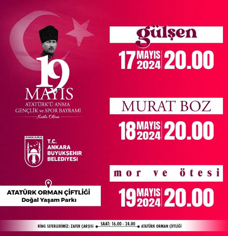 Ankara’da 19 Mayıs Coşkusu! Ücretsiz Gülşen, Mor Ve Ötesi, Nil Karaibrahimgil Konserleri