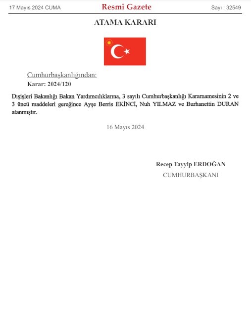 Dışişleri Bakanlığı’nda Kritik Atama! Ayşe Berris Ekinci, Bakan Hakan Fidan’ın Yardımcısı Oldu